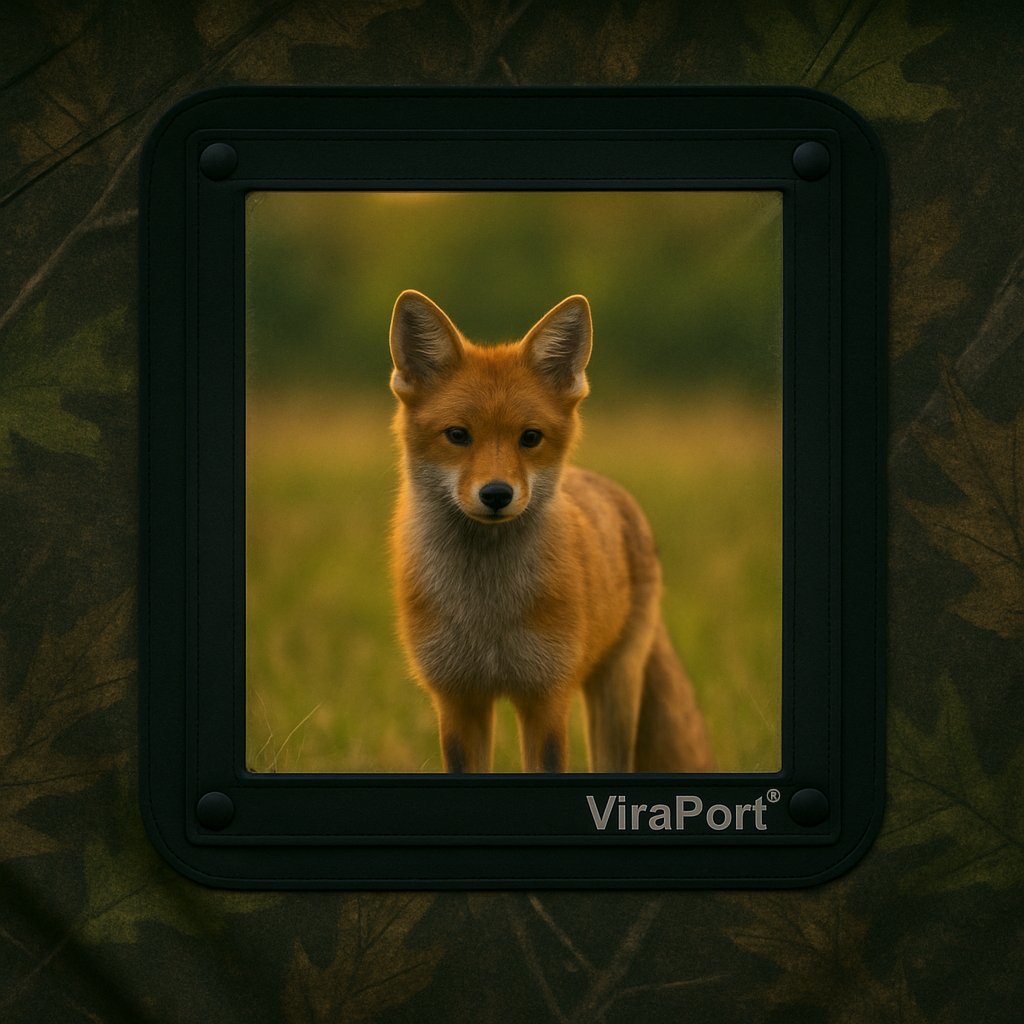 Fox wildlife observation through Viraport hunting blind window