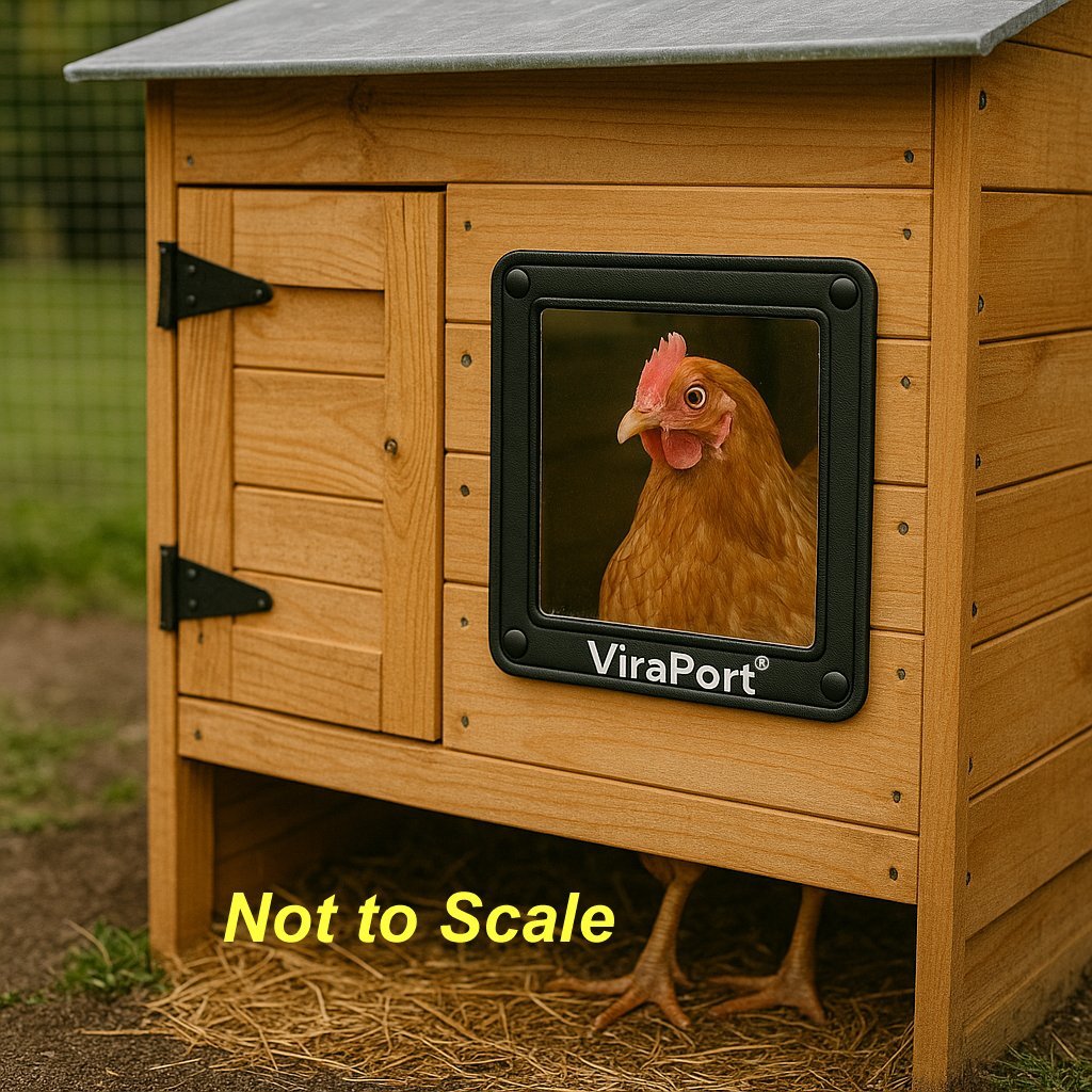 Chicken coop with Viraport window for monitoring hens without disturbance