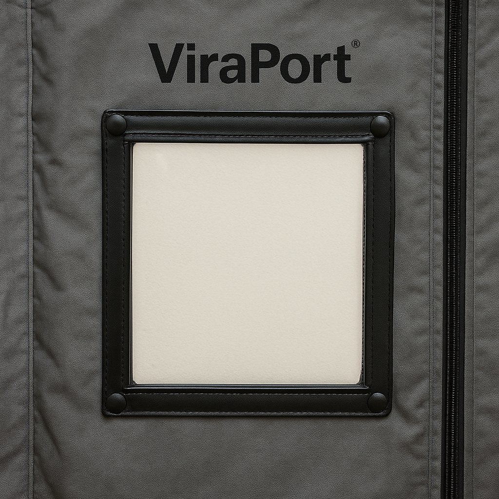 Viraport window panel installed in fabric partition wall