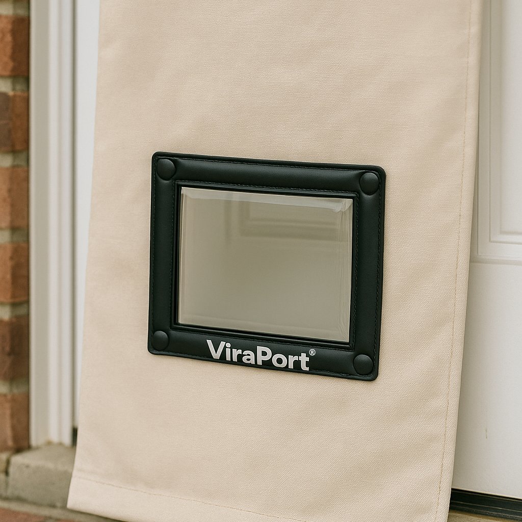 Pet door with Viraport window allowing pets to see outside